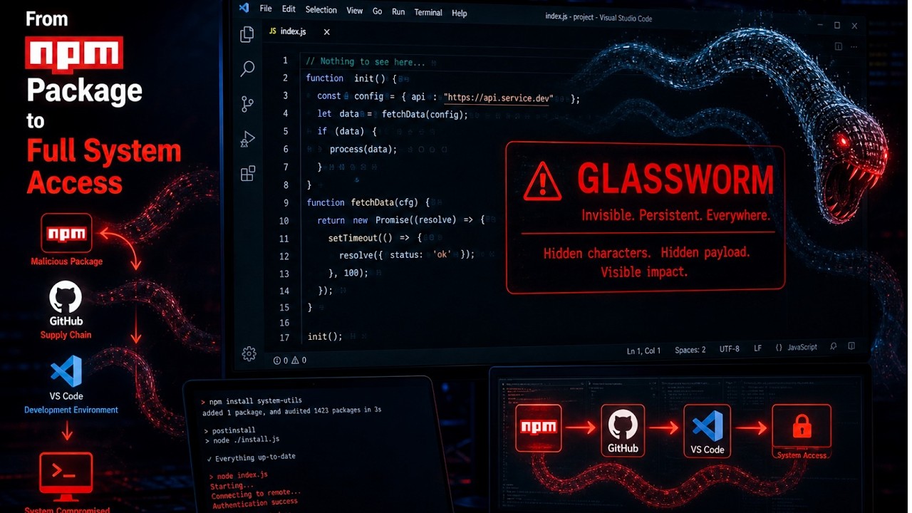 Glassworm Malware Analysis: The Invisible Supply Chain Attack Infecting VS Code & npm