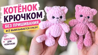 Котик-Муркотик | Карманный Котёнок крючком 🩷 Без пришивания | Амигуруми Мастер-класс для начинающих