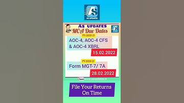 AOC-4 & MGT-7 Due Date | AS Updates & Knowledge | #shorts | #asupdates | #mca #duedates