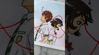 Your Name Anime Drawing ✨ | Taki & Mitsuha Fan Art | Anime Couple Sketch #shorts