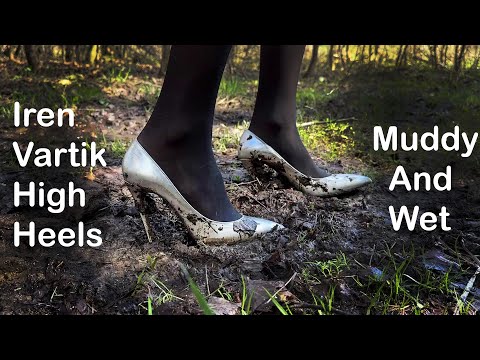 Olga in Iren Vartik High Heels got lost in forest and walking in mud, high heels wet (# 1409 )