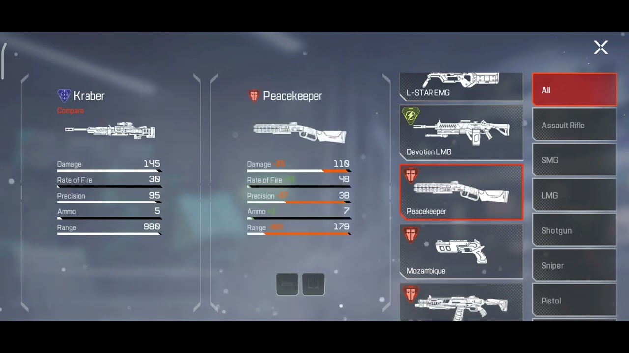 APEX LEGENDS MOBILE GUN COMPARISON