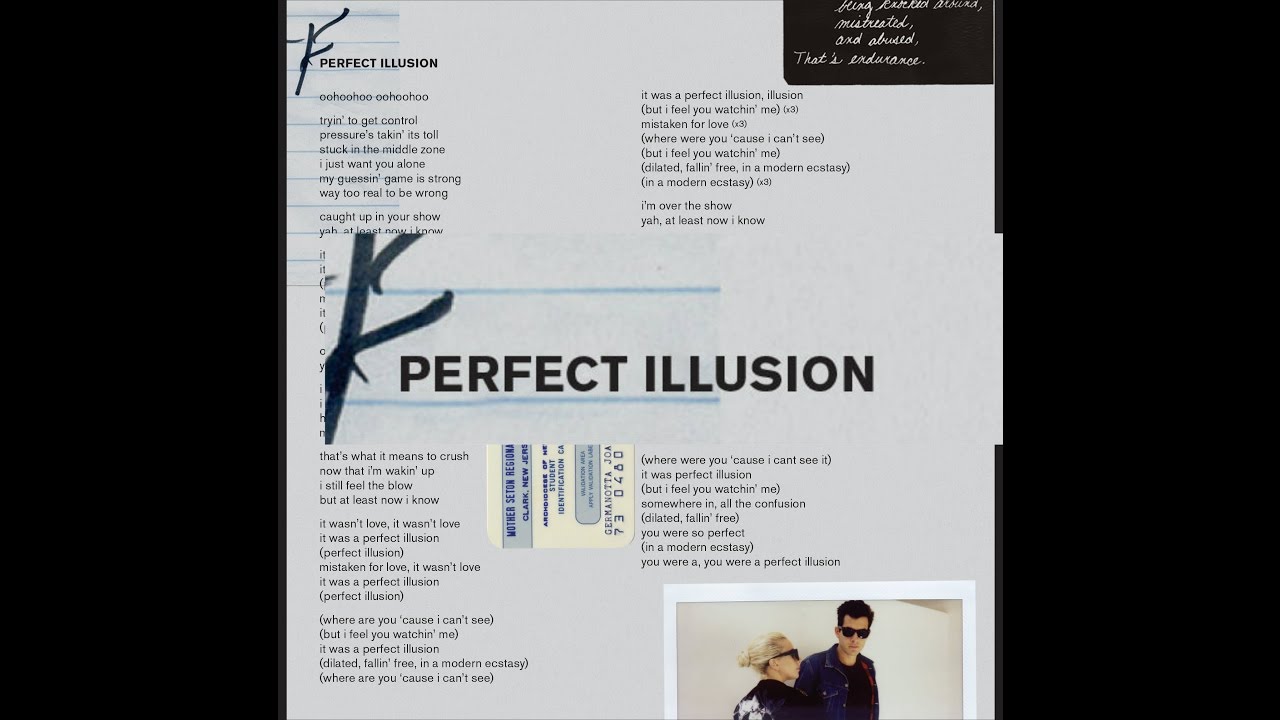 Lady Gaga Perfect Illusion Lyrics Booklet Youtube