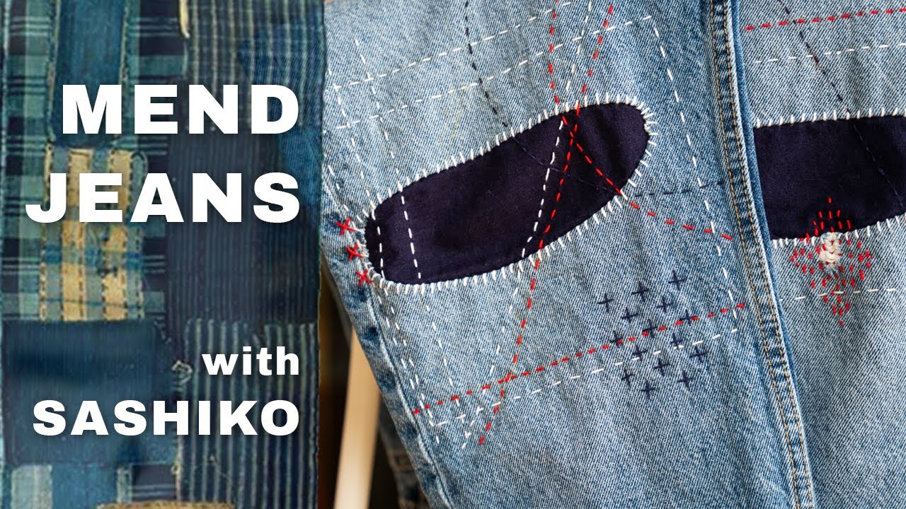Repair Jeans with Sashiko and Whipstitches