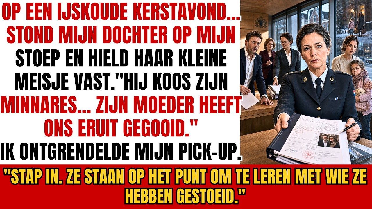 Op kerstavond ging de bel om half elf. Ik opende de deur en daar stond mijn dochter in de sneeuw, mijn kleindochter op haar heup, mascara uitgelopen over haar wangen. Twee vuilniszakken met kleren...
