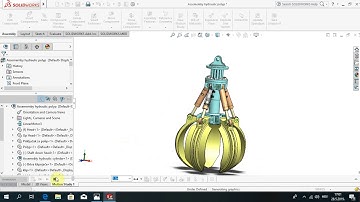 Solidworks motion Hydraulic polyp-grab, animation colapse hydraulic cylinder