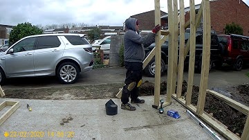 One man DIY Double Timber Garage Build part 3 - framing wall 4 and bolting the structure to the slab