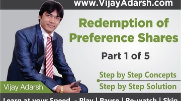Redemption of Preference Shares Part 1 of 5  | B.com | CA | CS | CMA | BBA | StayLearning