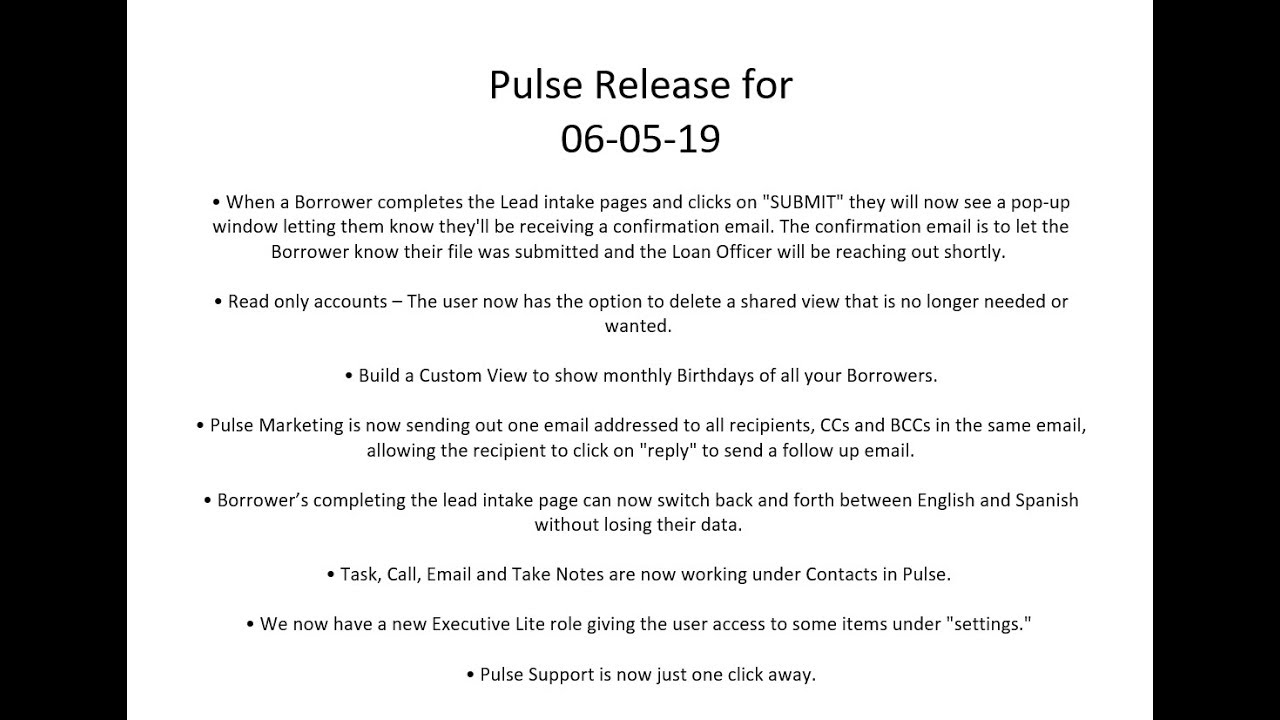 Whats new with Pulse Release 06-05-19 - YouTube