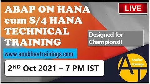 Abap On Hana training 2nd Oct | CDS View- ABAP on HANA cum S/4HANA with CDS Views and AMDP