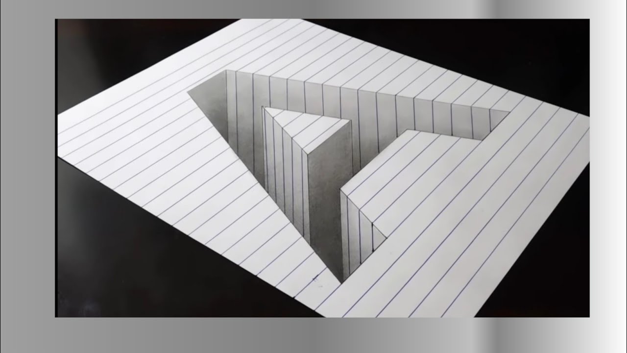 drawing a Hole in Line Paper-3d Trick Art 