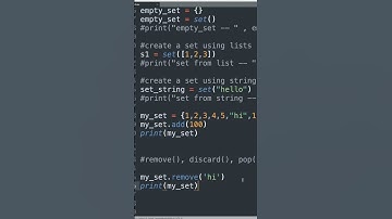 How to remove from sets in python #shorts #tutorials