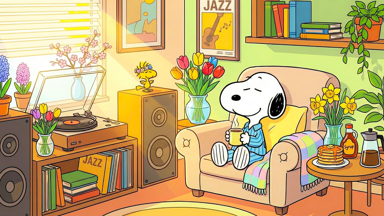 Уютный утренний джаз со Снупи ☕🎶 | Спокойный джаз, расслабляющая атмосфера для работы и учебы