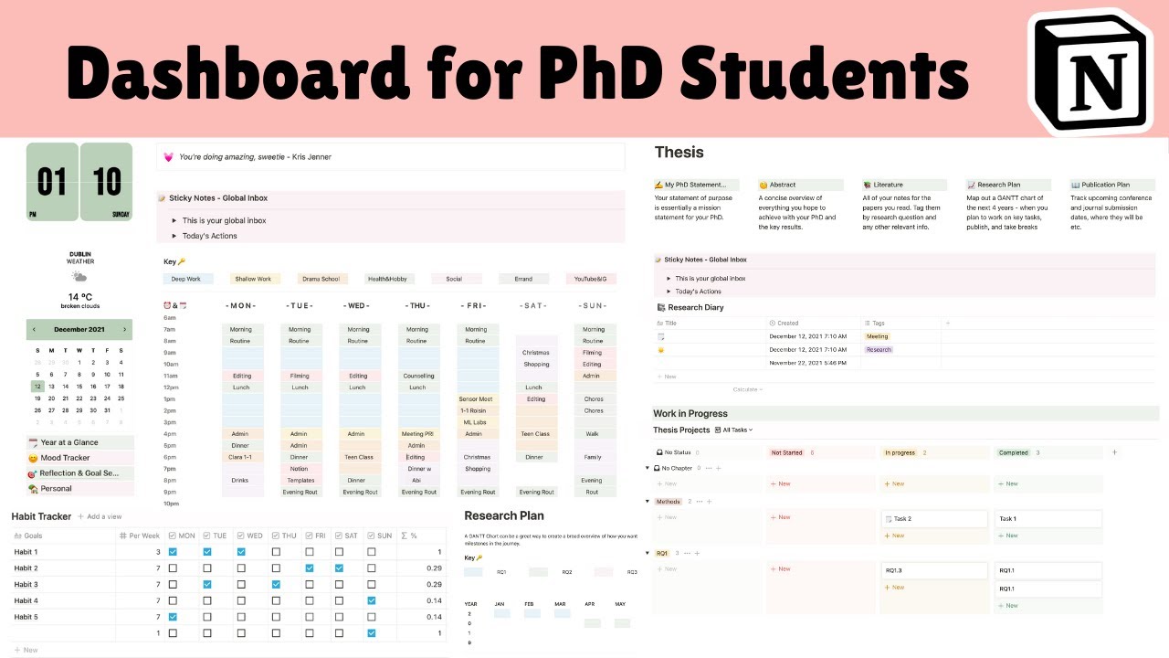 phd student notion template free