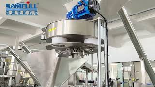 Automatic Vffs packaging machine with volumetric cup filler packaging 1 kg of salt. 立式量杯机包盐1000g 高清