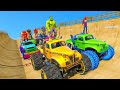 Spider man vs Hulk monster truck mega ramp challenge | HOMBRE ARAÑA en Coches de Carreras
