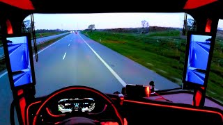 Night Red light truck driving POV Nikotimer going to Europe