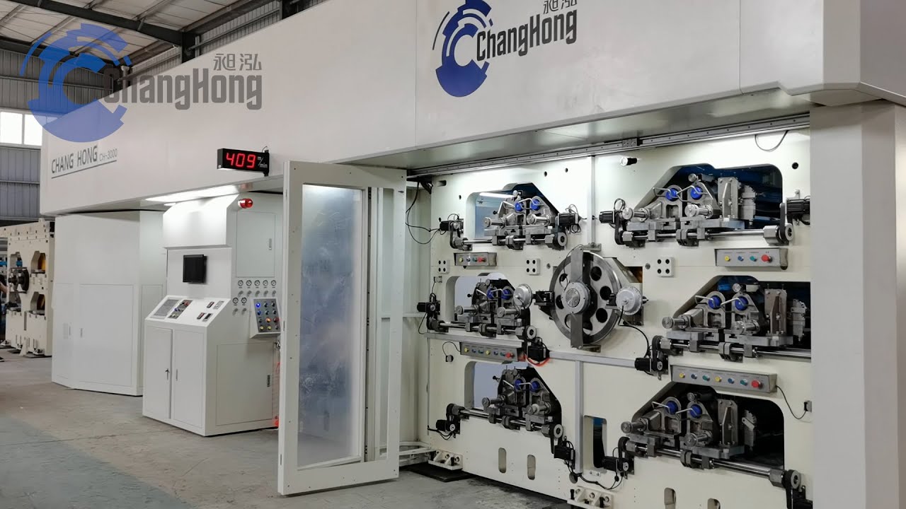 Gearless CI flexo printing machine full servo 6 color - YouTube