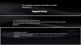 The copyright protection information is invalid.Sugested Actions (80029513) (80029514)(80010601)