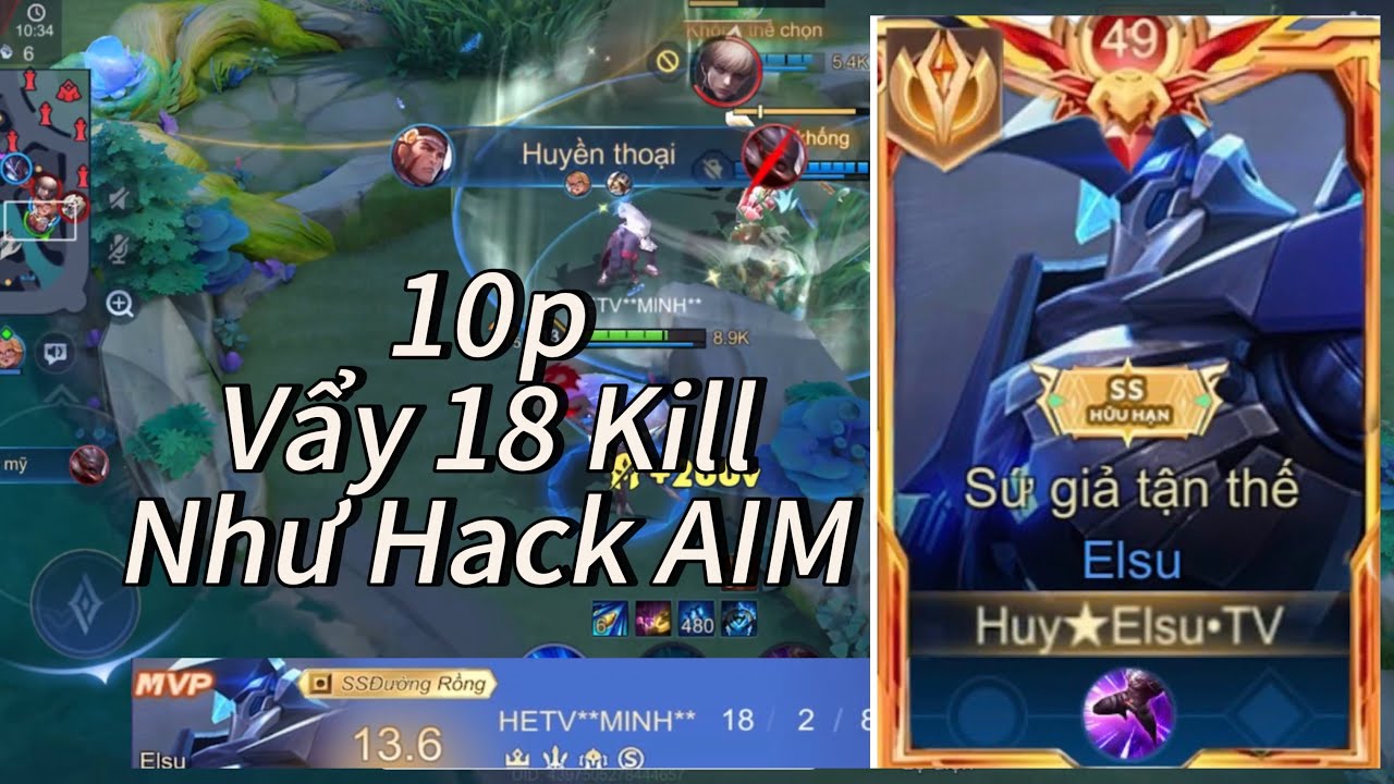 Trận cuối lên 100* Top Elsu Vẩy Như Hack AIM 10p làm 18 Kill Ko né được 
