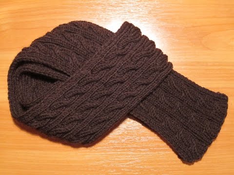 Двухстороннее вязание спицами шарф
