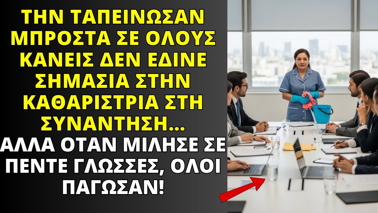 Η ΚΑΘΑΡΙΣΤΡΙΑ ΑΓΝΟΗΘΗΚΕ ΣΤΗ ΣΥΝΑΝΤΗΣΗ — ΜΕΧΡΙ ΠΟΥ ΜΙΛΗΣΕ 5 ΓΛΩΣΣΕΣ ΚΑΙ ΣΙΩΠΗΣΕ ΤΗΝ ΑΙΘΟΥΣΑ.
