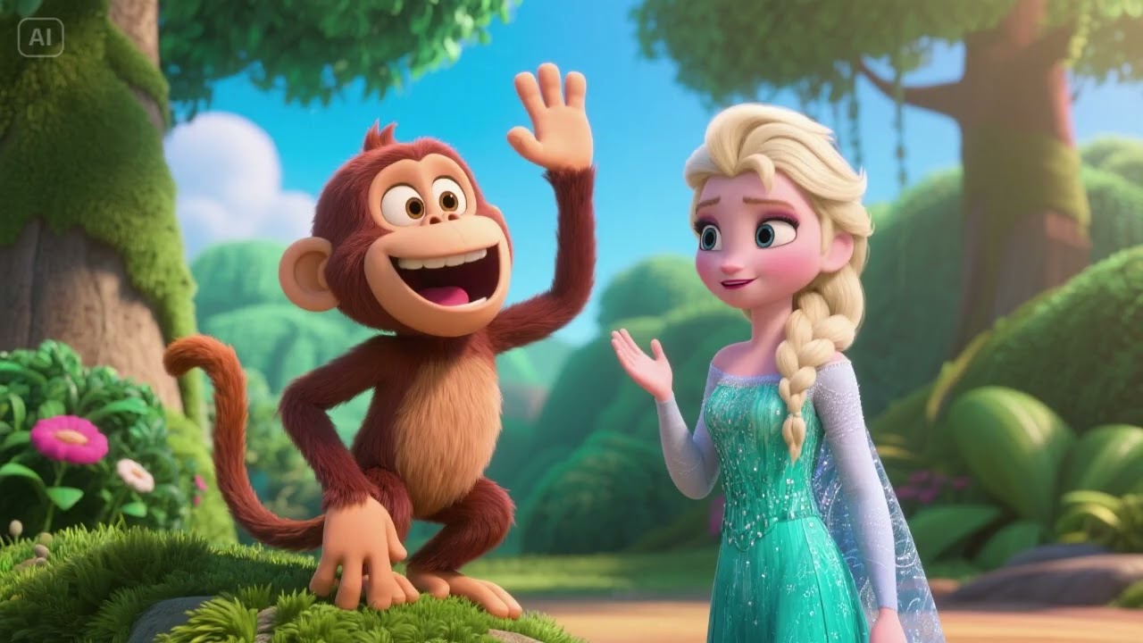 Elsa and the Monkey Who Laughed Too Loud 🐒😂❄️ | Funny Frozen Song for Kids