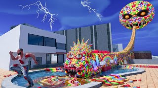 Largest Cadbury Gems Pool Train vs Franklin 😱🍬 | Indian Bikes Driving 3D Game screenshot 1