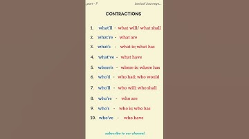 Contractions  - Part 7 #shorts #Lexical Journeys #English