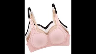 MANJIAMEI Big Girls Cotton Training Bras Wireless Light Padded A Cup Sports Bra screenshot 2