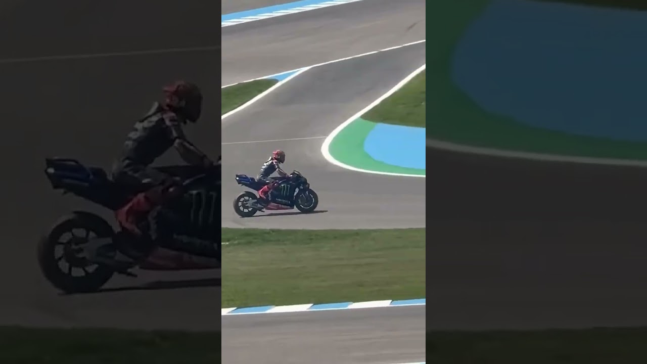 Fabio Quartararo ‪Cutting the pit entry just a bit on his return too‬ at Jerez
