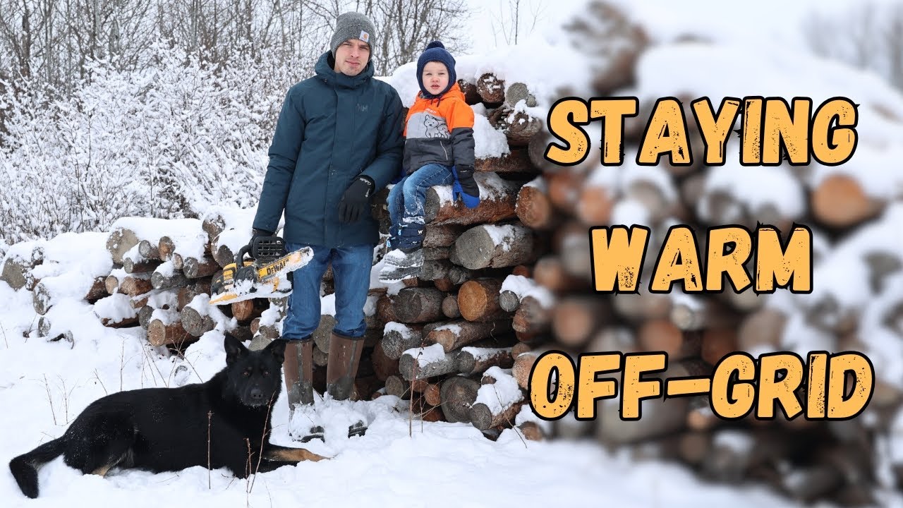 Off Grid Winter Prep. Cutting & Stacking Firewood at the Cabin - YouTube