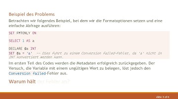 Verständnis des SET FMTONLY ON Problems in SQL Server: Warum es zu Conversion Failed-Fehlern führt