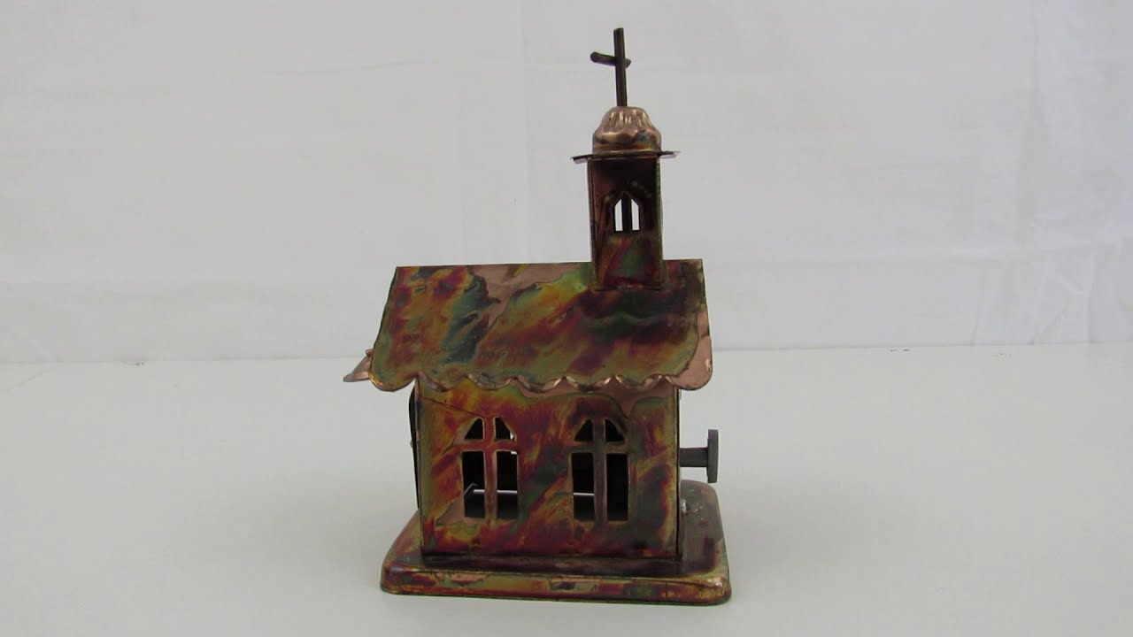 Metal Artwork Music Box Church, Plays "Amazing Grace"