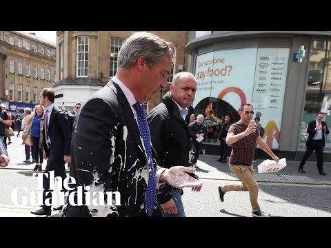 Nigel Farage hit by milkshake while campaigning in Newcastle
