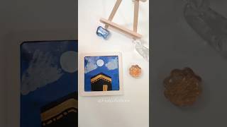 Easy Kaaba painting for beginners on mini canvas🕋✨ #art #shorts #painting #fypシ