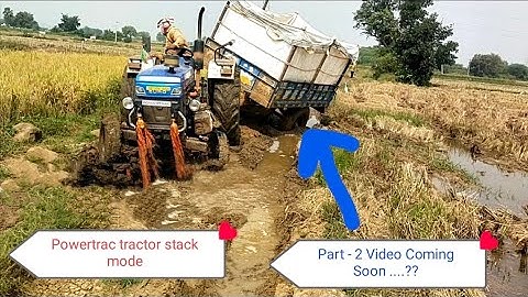 Powertrac EURO50 Tractor Stuck in mud Heavy load in trolly Part - 01 Video || SRIKANTH PS