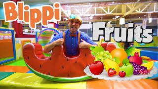 Learning Fruits With Blippi At The Indoor Playground | Healthy Eating Videos For Kids