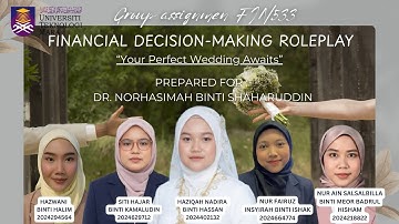 FIN533 | ROLEPLAY FINANCIAL PLANNING FOR A WEDDING | GROUP ASSIGNMENT 