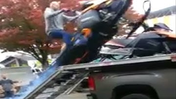 How to NOT Load Your New Snowmobile! (Sled Deck Jump Fail)