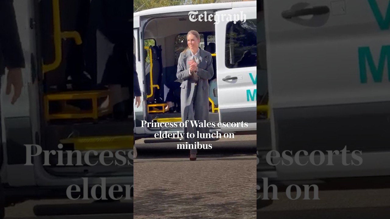 Princess of Wales escorts elderly to lunch on minibus