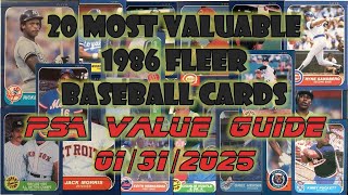 1986 Fleer Baseball Cards Top 20 Most Valuable PSA Graded as of 01/31/2025