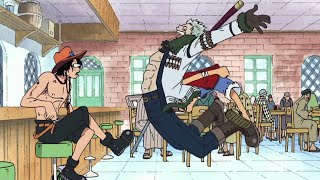 Luffy punches ace and smoker (english sub)