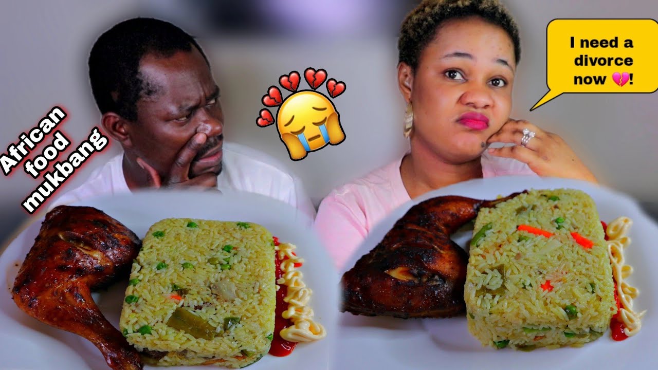 МЕСТЬ МУЖУ ЗА МУКПРАНК 😭 | АФРИКАНСКАЯ КУХНЯ МУКБАНГ | ЖАРЕНЫЙ РИС С КУРИЦЕЙ-ГРИЛЬ МУКБАНГ