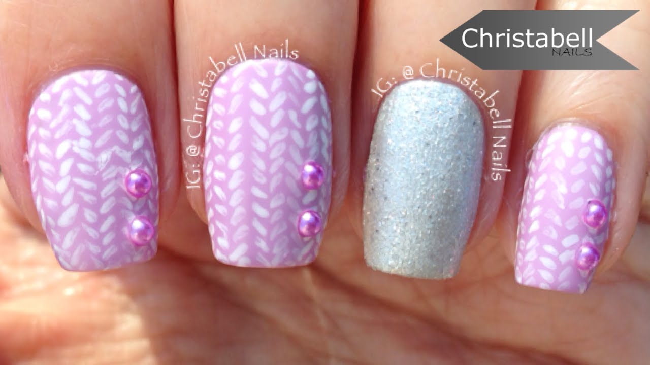 7. Cable knit sweater nail art with gel polish - wide 7