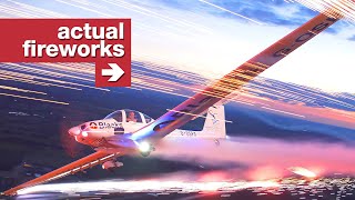 Flying A Plane With Fireworks On The Wings