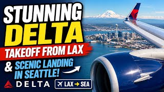 Stunning Delta Takeoff from LAX Scenic Landing in Seattle Full Window Seat Flight