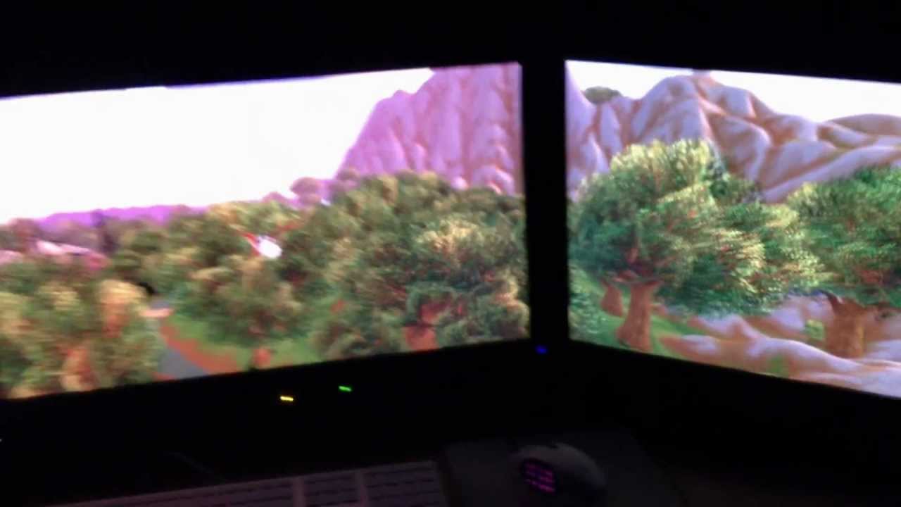 WoW on NVIDIA GTX 680 SLI Surround 3 Monitors.  Dell U2711s. Each: 2560x1440  Total:  7680x1440.