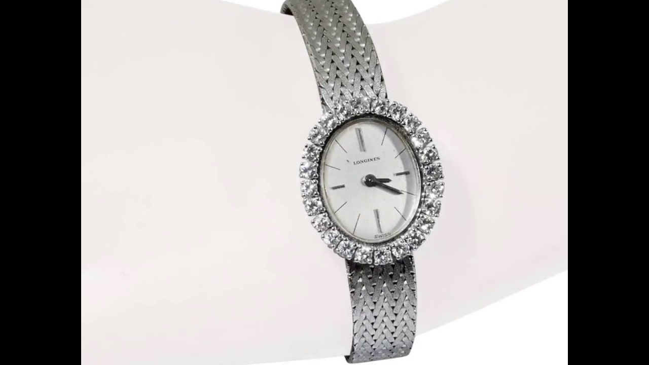 Schweizer Damen Armbanduhr „LONGINES“ mit 1,05ct Diamanten, 18 kt Weißgold | Luxusuhr