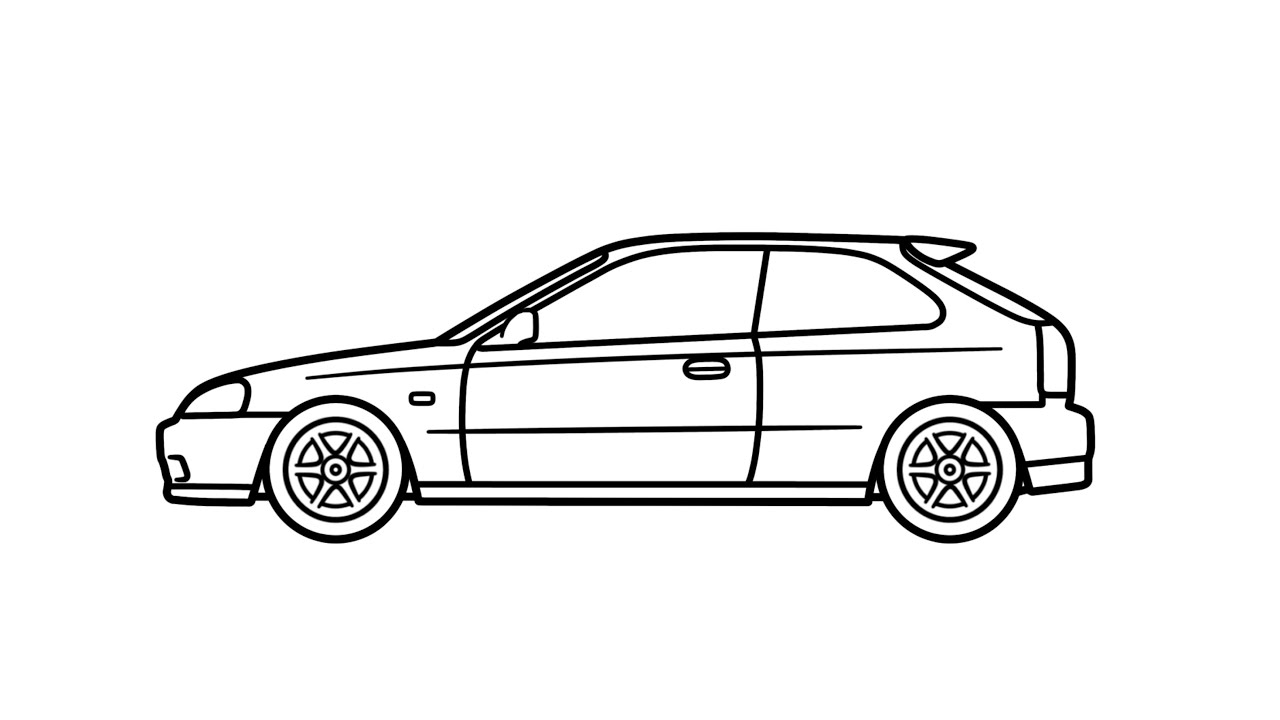 How to draw a HONDA CIVIC 1996 hatchback easy / Drawing a honda civic ...